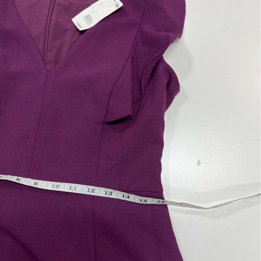 French Connection Whisper Ruffle V-Neck Dress Purple Size 10 New With Tags - Picture 9 of 14